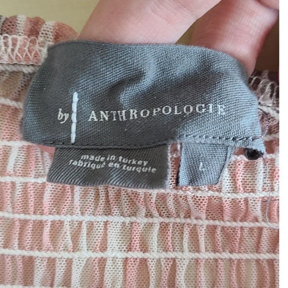 Anthropologie Coquette Smocked Square Neck Blouse Large Long Sleeve Pink Fairy - Picture 10 of 13